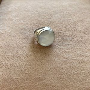 925 Silver Ring and Iridescent Moonstone-Like Stone